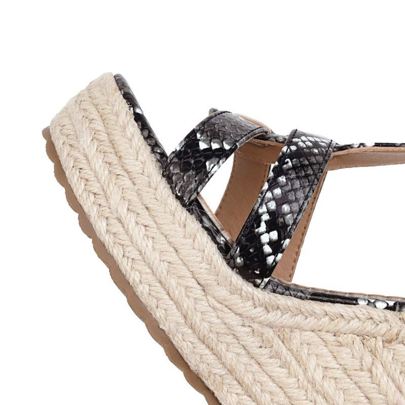 Γυναικείες Πλατφόρμες με Ανάγλυφο Snake Pattern & Πλεξούδα