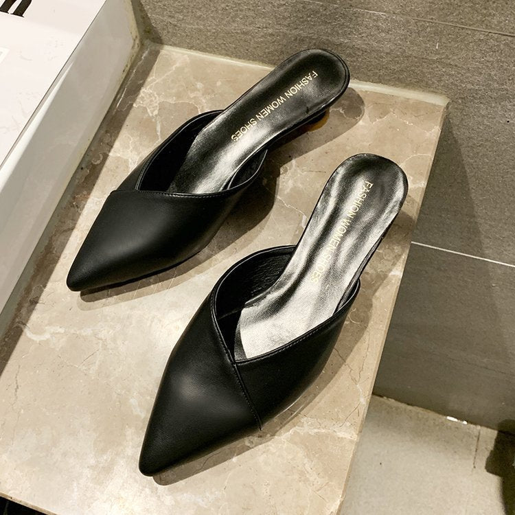 Γυναικεία Mules Flat με Μυτερή Μύτη & Μικρό Τακούνι