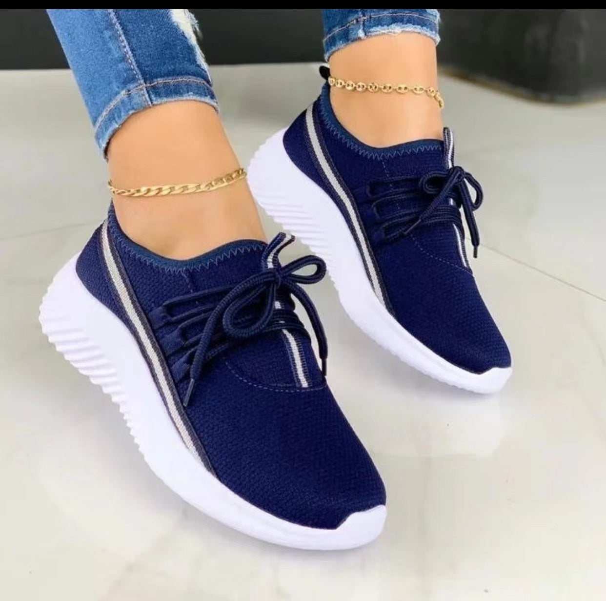 Γυναικείο Ελαφρύ Πλεκτό Sneaker με Ρίγες