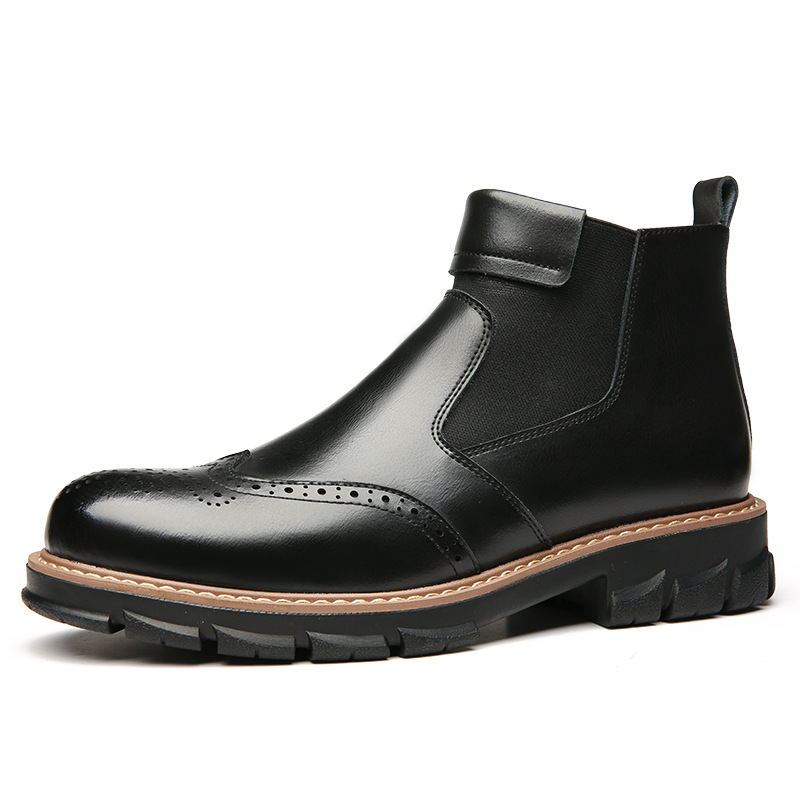 Δερμάτινα Chelsea Brogue Μποτάκια με Ενισχυμένη Σόλα