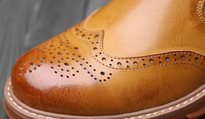 Δερμάτινα Chelsea Brogue Μποτάκια με Ενισχυμένη Σόλα