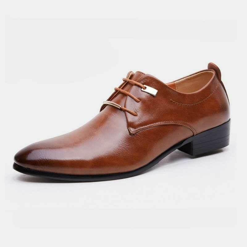 Hign Quality NEW Men Flats Leather Shoes Brogue Pointed Oxford Flat Male Casual Shoes Men's Luxury Brand Size 38-48