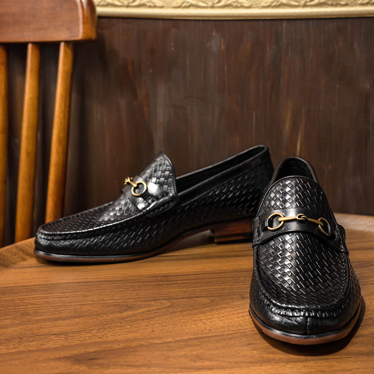 Ανδρικά Loafers με Διακοσμητική Αγκράφα & Πλεκτή Υφή