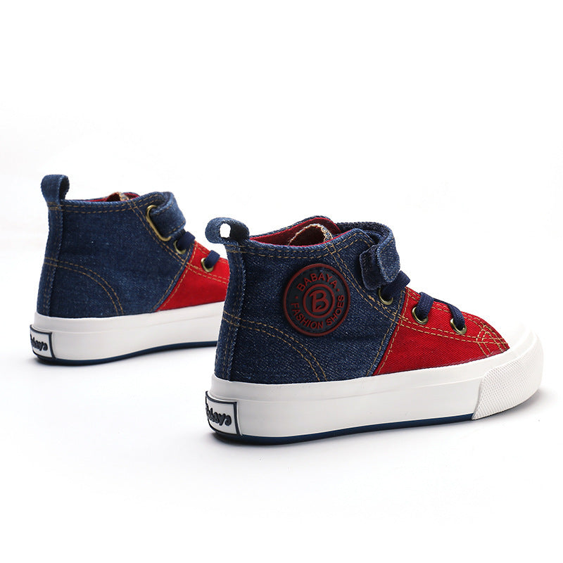 Ψηλά Sneakers Τζιν Μποτάκι με Αυτοκόλλητο και Λαστιχένια Σόλα