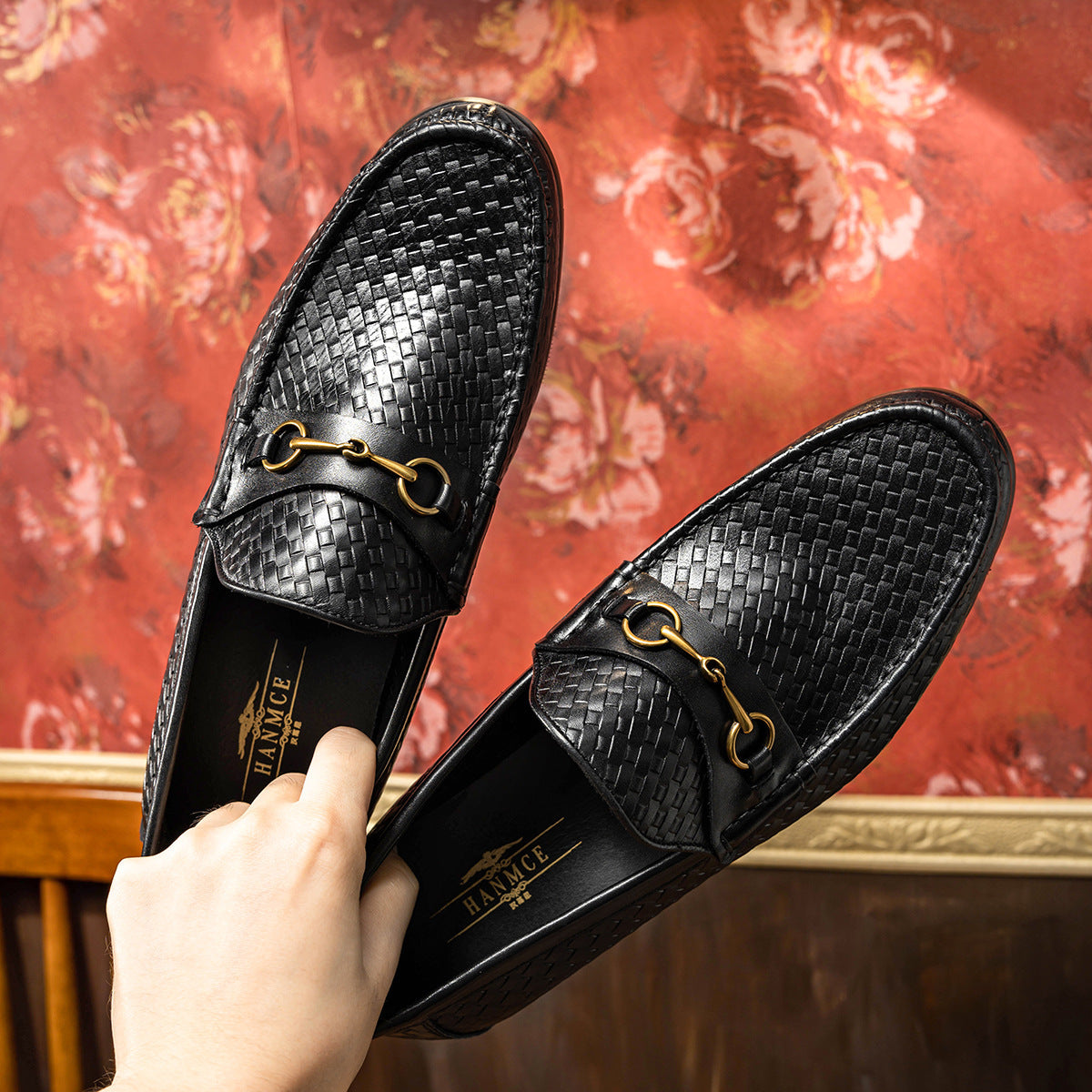 Ανδρικά Loafers με Διακοσμητική Αγκράφα & Πλεκτή Υφή
