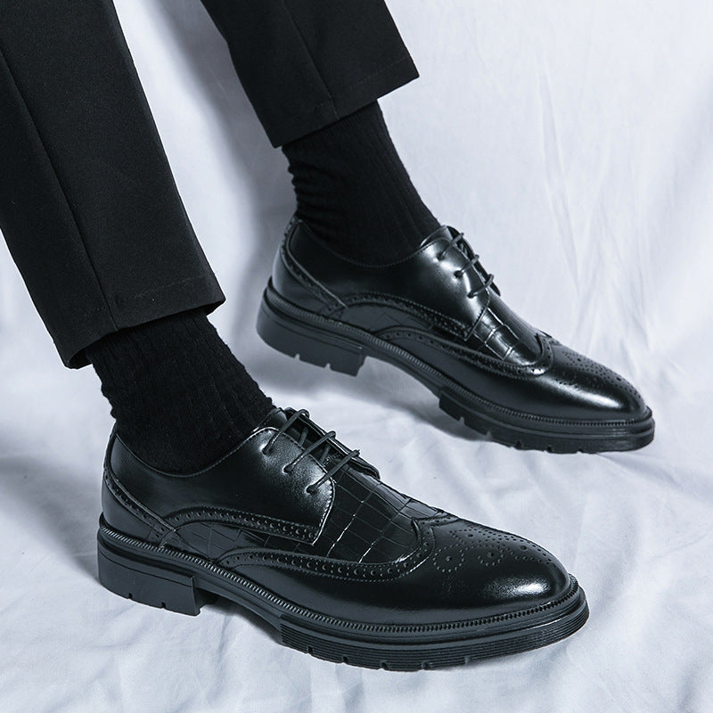 Ανδρικά Derby Παπούτσια με Brogue Λεπτομέρειες & Ανάγλυφη Υφή