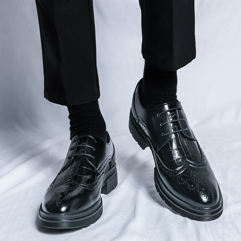 Ανδρικά Derby Παπούτσια με Brogue Λεπτομέρειες & Ανάγλυφη Υφή