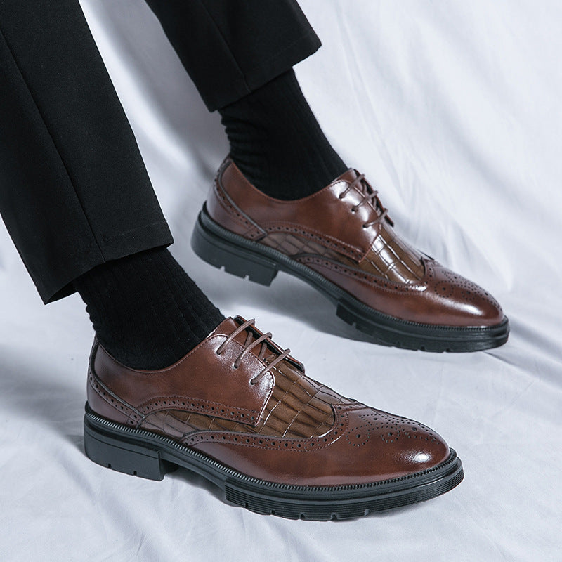 Ανδρικά Derby Παπούτσια με Brogue Λεπτομέρειες & Ανάγλυφη Υφή