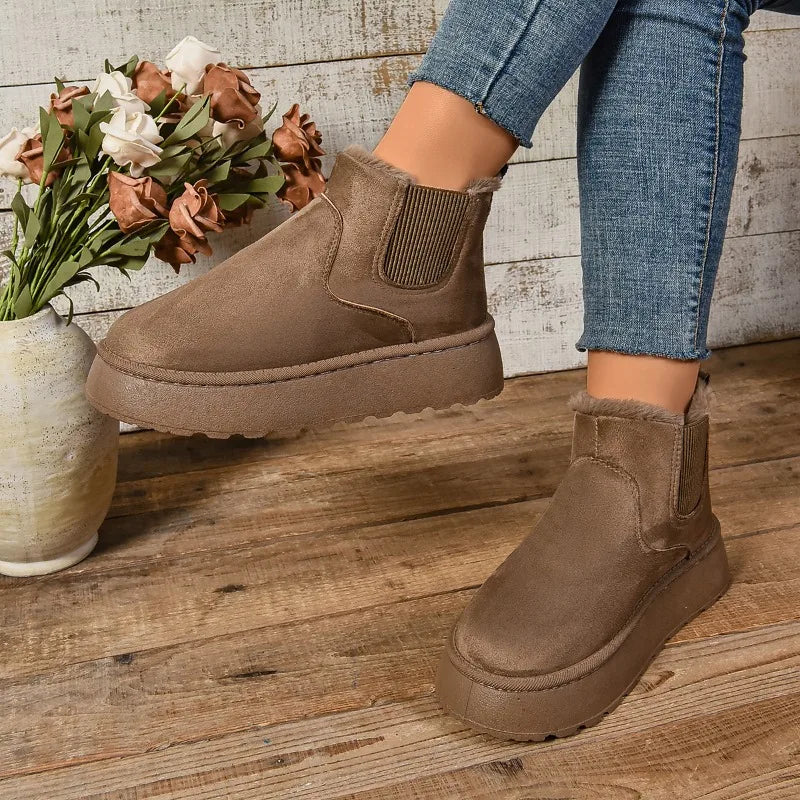Μποτάκια Suede με Εσωτερική Γούνα & Ελαστικό Πλαϊνό