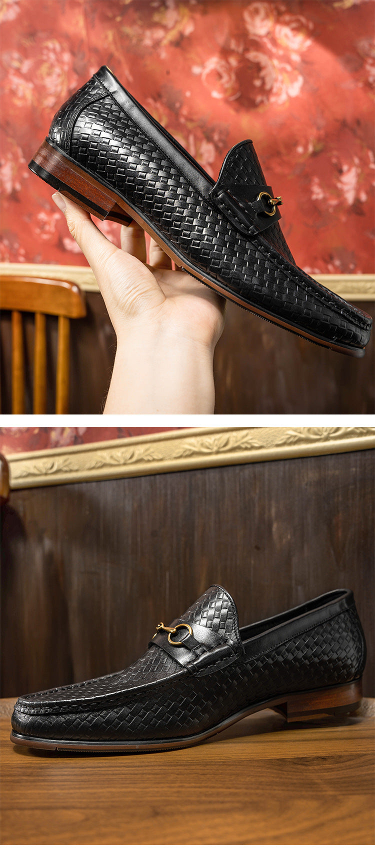 Ανδρικά Loafers με Διακοσμητική Αγκράφα & Πλεκτή Υφή