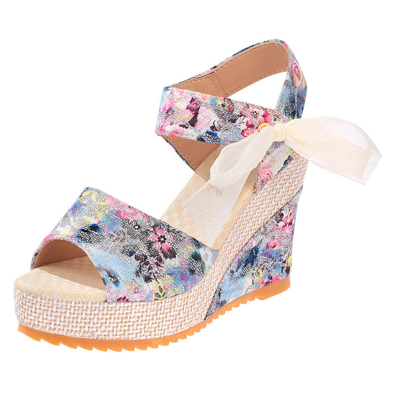 Πλατφόρμες με Floral Ύφασμα & Δέσιμο με Οργάντζα