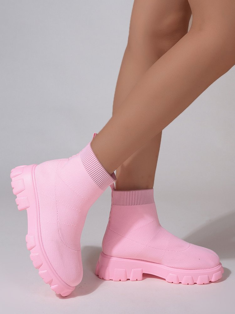 Πλεκτά Casual Μποτάκια με Chunky Σόλα