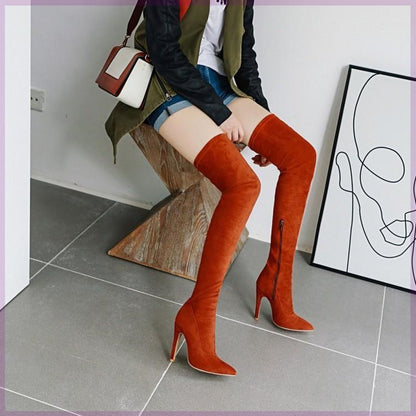 Μπότες Over-the-Knee με Ψηλό Τακούνι & Φερμουάρ