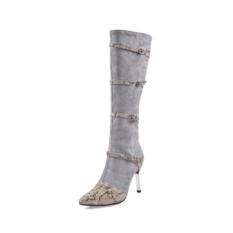 Κομψές Ψηλοτάκουνες Μπότες με Snake Print Λεπτομέρειες