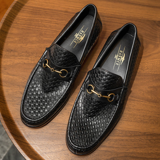 Ανδρικά Loafers με Διακοσμητική Αγκράφα & Πλεκτή Υφή