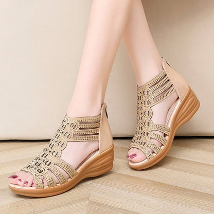 Ανατομικά Σανδάλια με Wedge Σόλα & Διακοσμητικά Strass