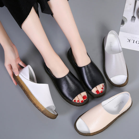 Δερμάτινα Σανδάλια Slip-On με Μαλακή Σόλα