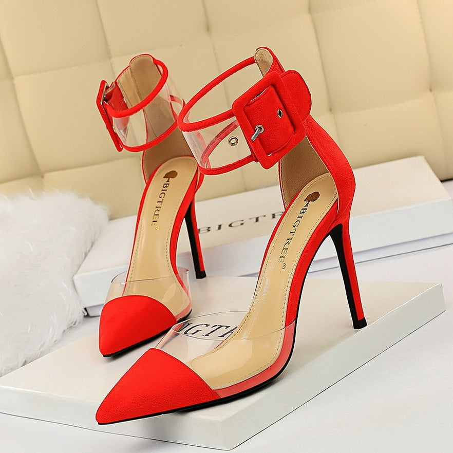 Γόβες Stiletto με Διαφανές Πλαϊνό & Φαρδύ Λουράκι στον Αστράγαλο