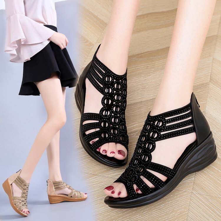 Ανατομικά Σανδάλια με Wedge Σόλα & Διακοσμητικά Strass