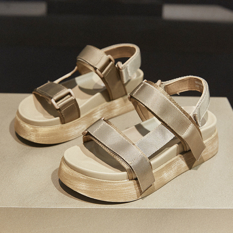 Flatforms με Υφασμάτινα Λουράκια & Φαρδιά Αντιολισθητική Σόλα