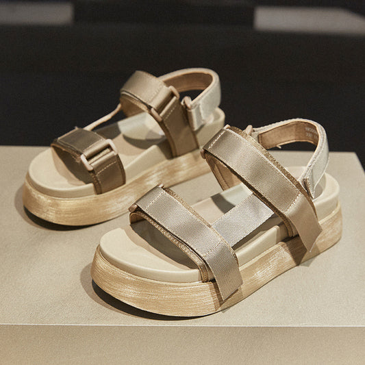 Flatforms με Υφασμάτινα Λουράκια & Φαρδιά Αντιολισθητική Σόλα