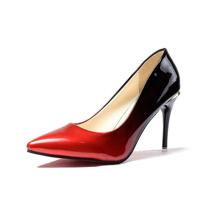Γόβες Stiletto Δερματίνης με Λουστρίνι Ombre Εφέ