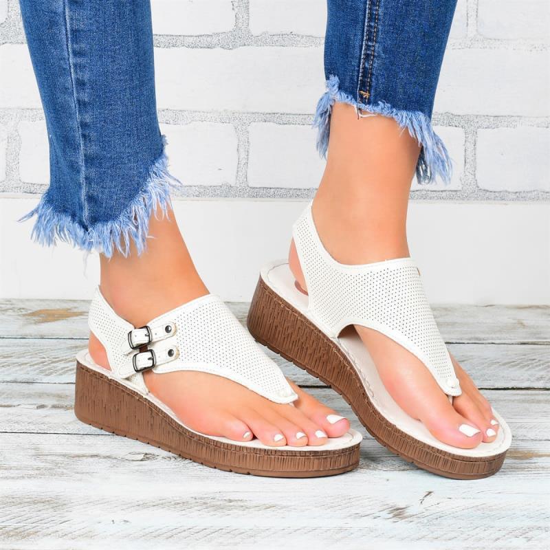 Flatform Σανδάλια με Δερμάτινο Λουρί & Ρυθμιζόμενες Αγκράφες
