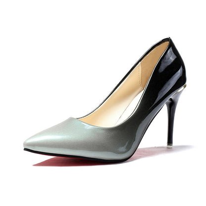 Γόβες Stiletto Δερματίνης με Λουστρίνι Ombre Εφέ