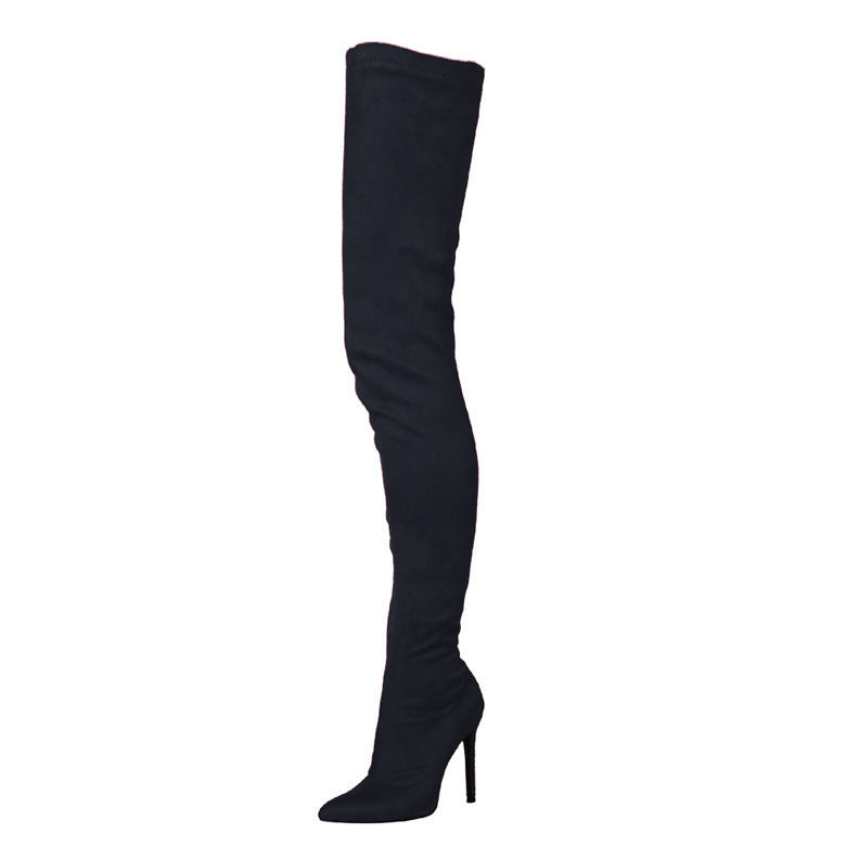 Μπότες Over-the-Knee με Στιλέτο Τακούνι & Ελαστικό Ύφασμα
