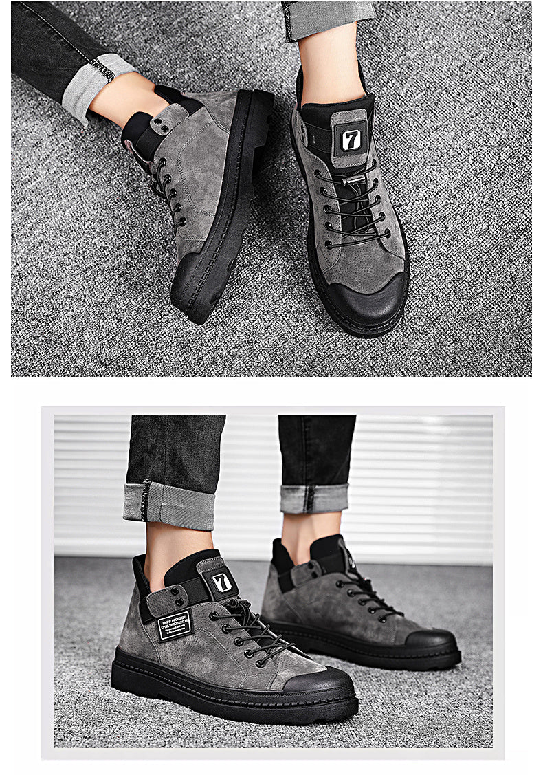 Ανδρικά Casual Μποτάκια Suede με Μαύρη Σόλα & Λεπτομέρεια Patch