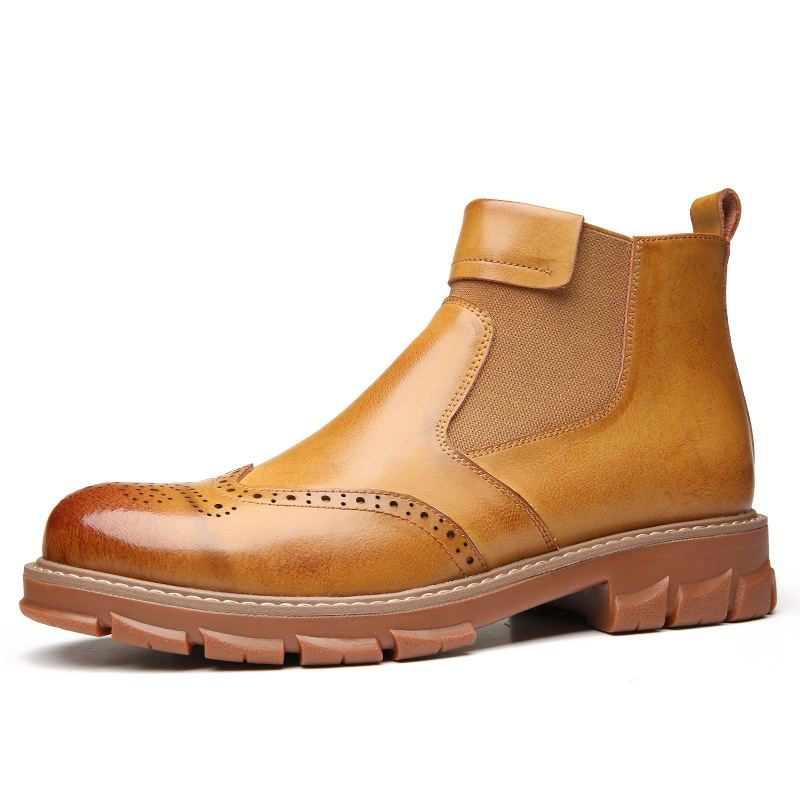 Δερμάτινα Chelsea Brogue Μποτάκια με Ενισχυμένη Σόλα