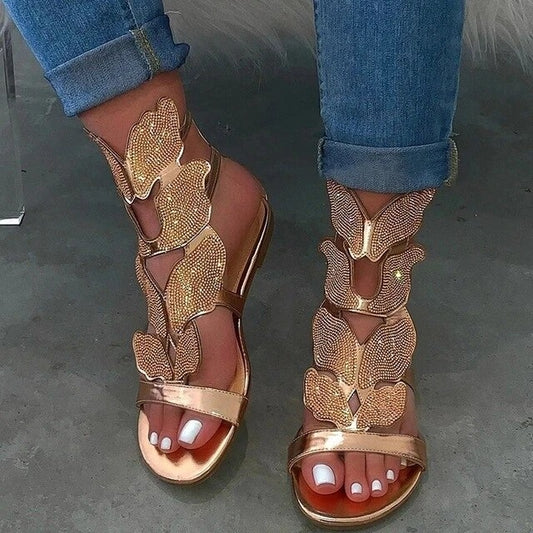 Γυναικεία Strappy Σανδάλια με Διακοσμητικές Πεταλούδες