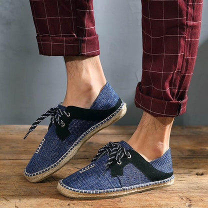 Ανδρικές Εσπαντρίγιες Slip-On με Υφασμάτινο Σώμα & Σκούρες Λεπτομέρειες