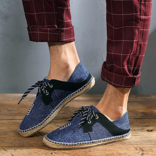 Ανδρικές Εσπαντρίγιες Slip-On με Υφασμάτινο Σώμα & Σκούρες Λεπτομέρειες