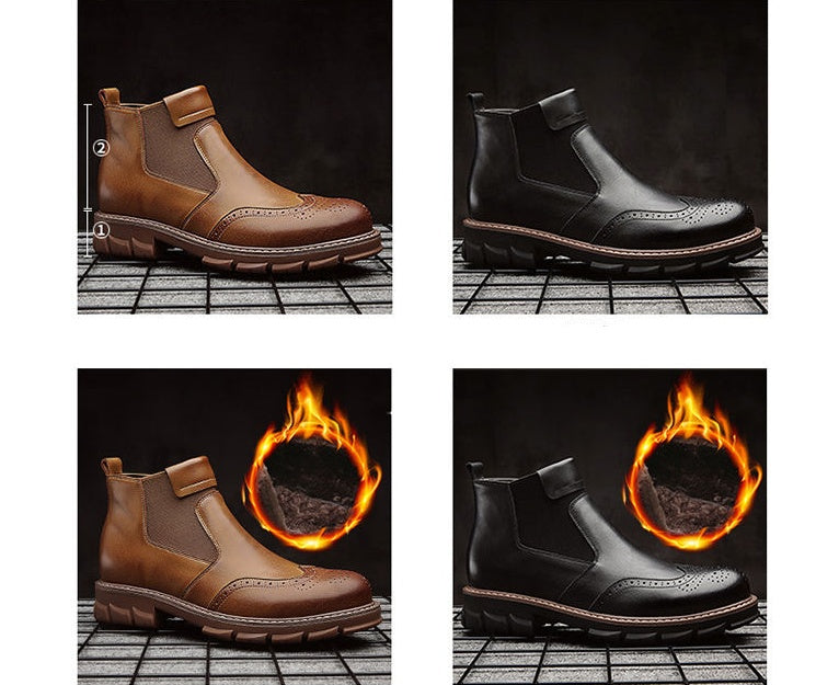 Δερμάτινα Chelsea Brogue Μποτάκια με Ενισχυμένη Σόλα