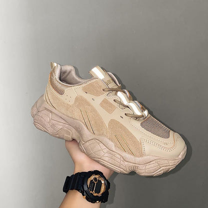 Γυναικεία Sneakers με Chunky Σόλα & Συνδυασμό Υλικών