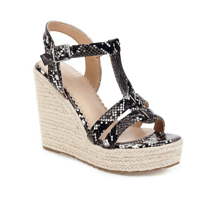 Γυναικείες Πλατφόρμες με Ανάγλυφο Snake Pattern & Πλεξούδα