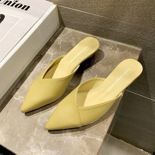 Γυναικεία Mules Flat με Μυτερή Μύτη & Μικρό Τακούνι