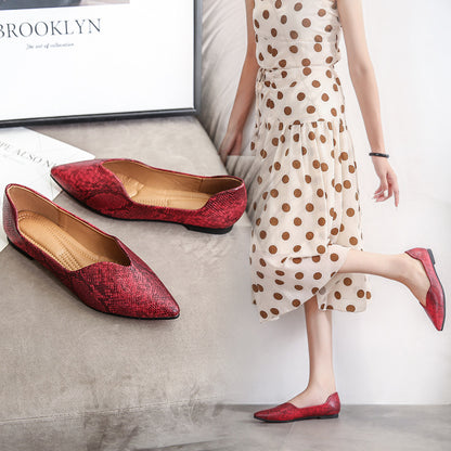 Γυναικείες Μπαλαρίνες με Ανάγλυφη Υφή Snake Skin