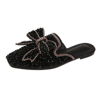 Λαμπερά Mules με Διακοσμητικό Φιόγκο & Στρας