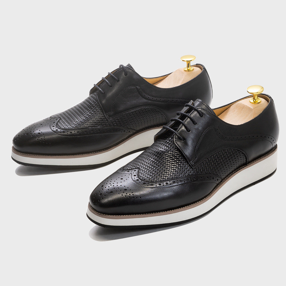 Ανδρικά Brogues με Δερμάτινη Πλέξη & Λευκή Σόλα