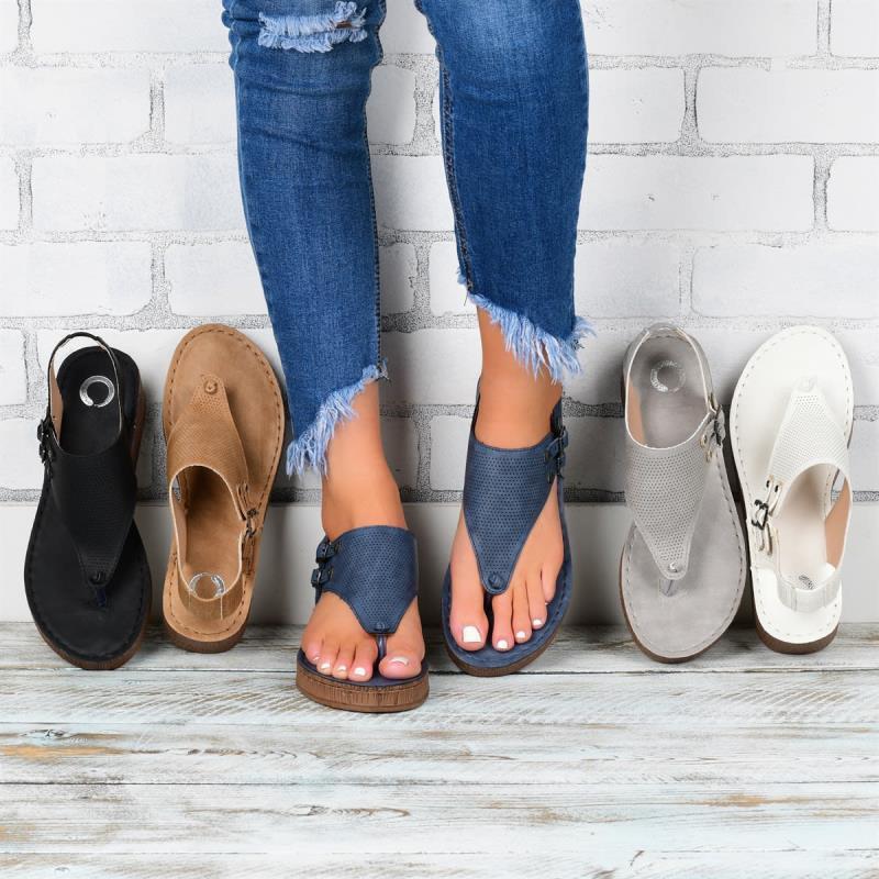 Flatform Σανδάλια με Δερμάτινο Λουρί & Ρυθμιζόμενες Αγκράφες
