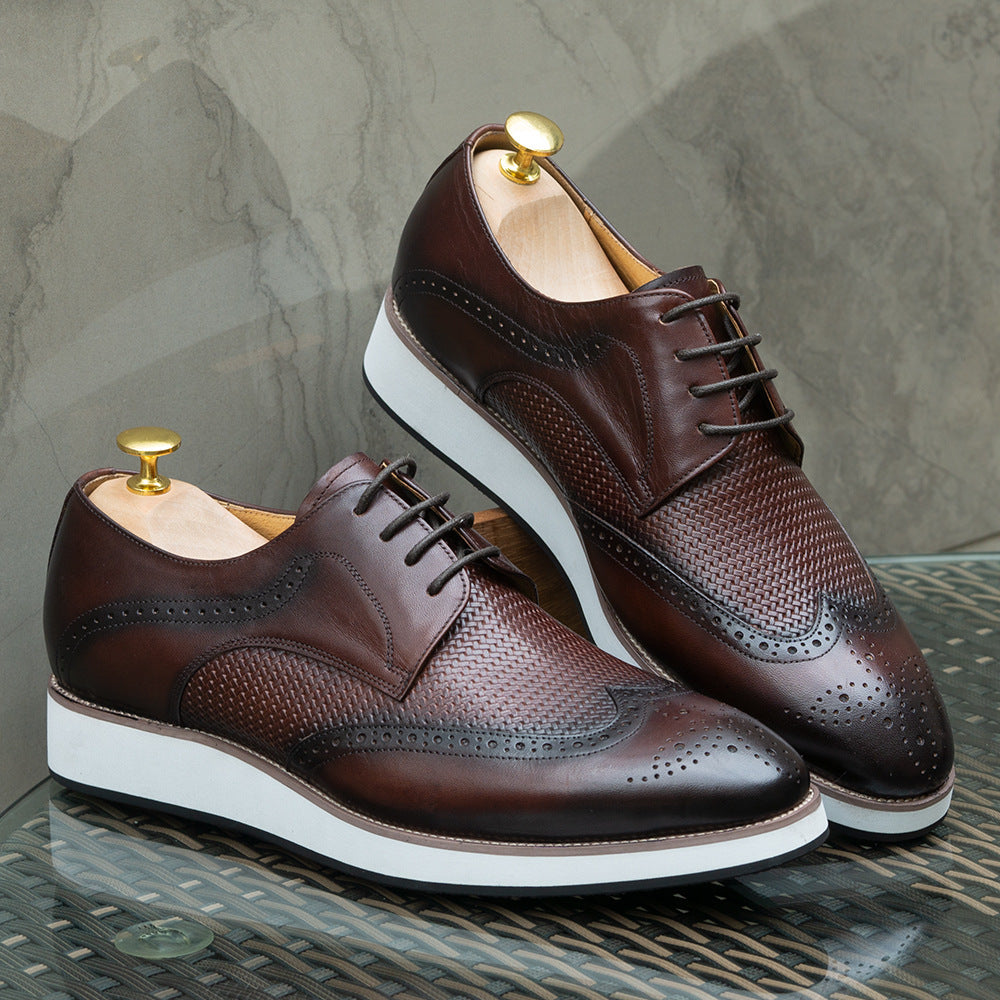 Ανδρικά Brogues με Δερμάτινη Πλέξη & Λευκή Σόλα
