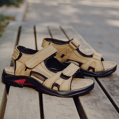 Ανδρικά Δερμάτινα Σανδάλια Outdoor με Τριπλό Κλείσιμο