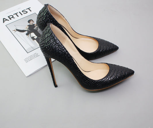 Γόβες Stiletto με Ανάγλυφη Υφή Φιδιού