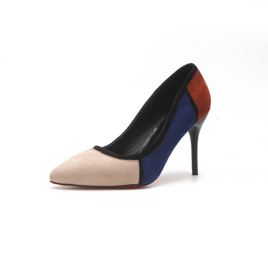 Γόβες Stiletto Suede με Πολύχρωμα Τετράγωνα Τμήματα