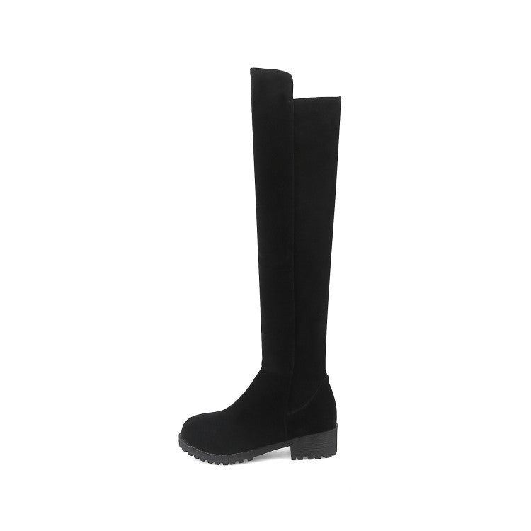 Μπότες Over-the-Knee με Χαμηλό Τακούνι & Στρογγυλή Μύτη