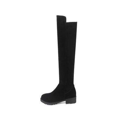 Μπότες Over-the-Knee με Χαμηλό Τακούνι & Στρογγυλή Μύτη