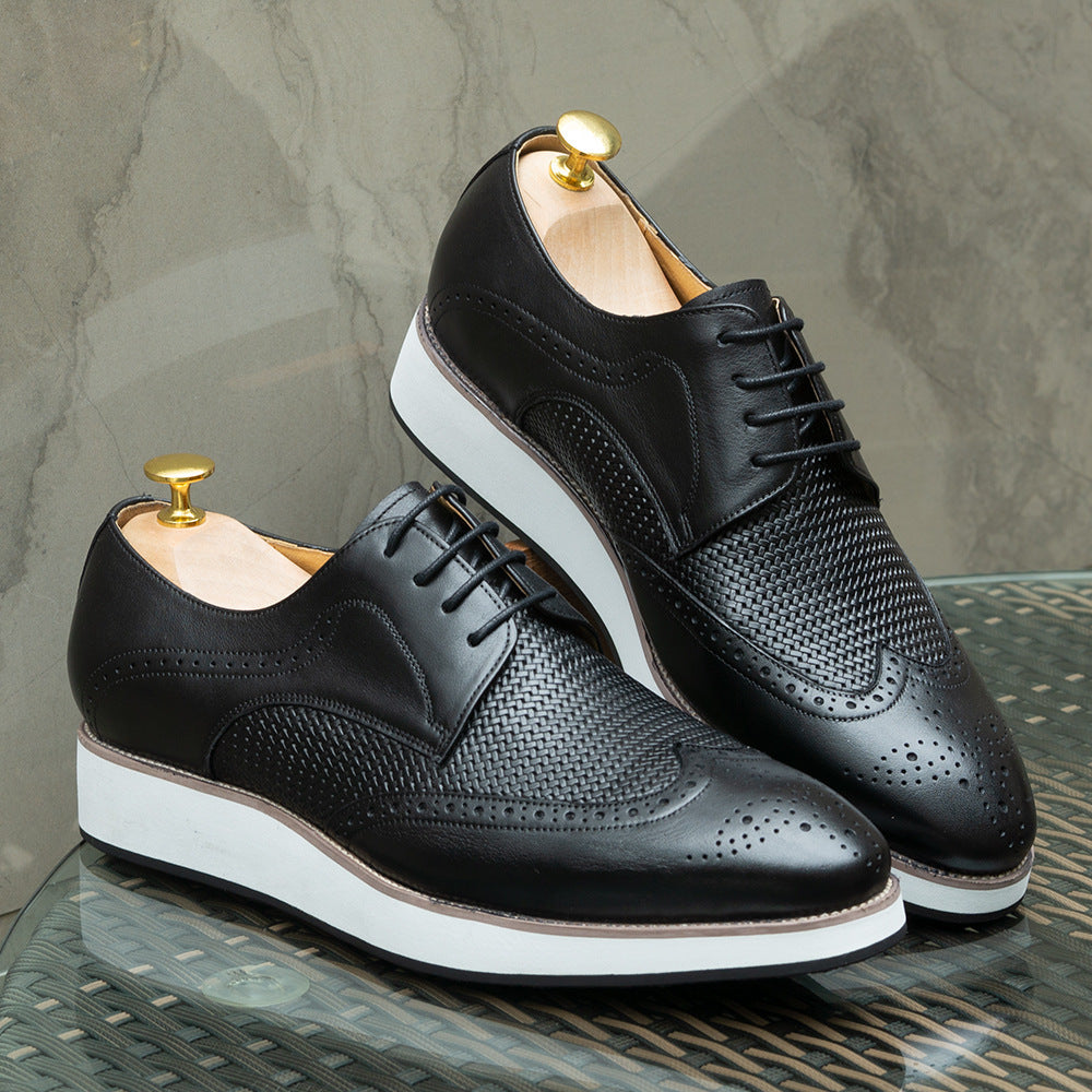 Ανδρικά Brogues με Δερμάτινη Πλέξη & Λευκή Σόλα