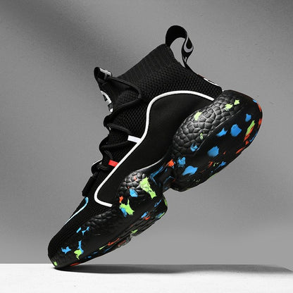 Ανδρικά Sneakers με Πολύχρωμη Σόλα & Υψηλό Πλεκτό Κολάρο